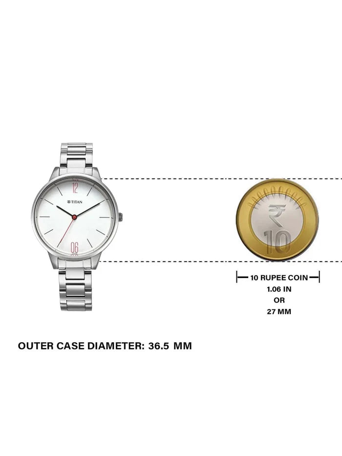 Titan Quartz Analog White Dial Watch for Women 2648sm09