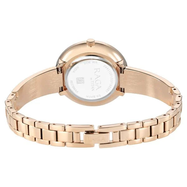 Titan Raga Showstopper Quartz Analog Purple Dial Metal Strap Watch for Women 95276wm01