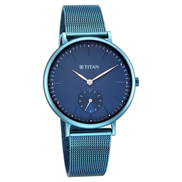 Titan Slimline Blue Dial Analog Stainless Steel Strap watch for Women 95142qm01