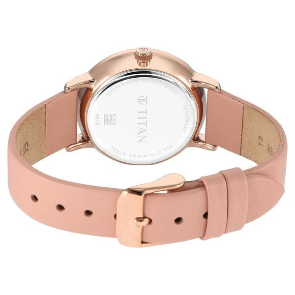 Titan Workwear Slimline Mother Of Pearl Dial Analog Leather Strap Watch for Women 95143wl01