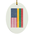 USA Lithuania Flag - MDF Oval Ornament - Lithuania Strong