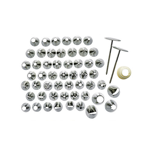 Winco CDT-52 52 Piece Stainless Steel Cake Decorating Tip Set