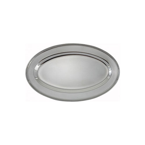 Winco OPL-22 22" Oval Stainless Steel Serving Platter