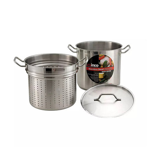 Winco SSDB-12S 12 Qt Master Cook Steamer Pasta Cooker With Cover