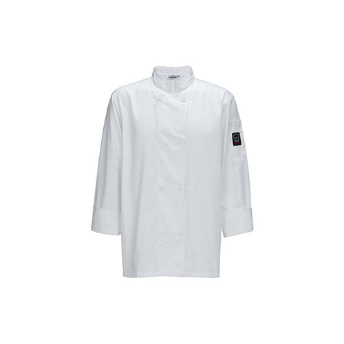 Winco UNF-6WXXL White Poly-Cotton Men’s Tapered Fit Chef Jacket - Double Extra Large
