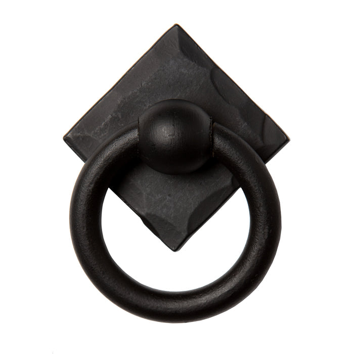 Wrought Iron Ring Pull with Square Back Plate