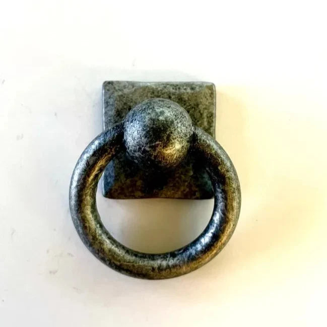 Wrought Iron Ring Pull with Square Back Plate